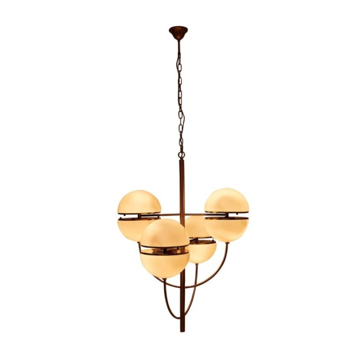 Lustre en métal doré avec globes en opaline MONTPARNASSE