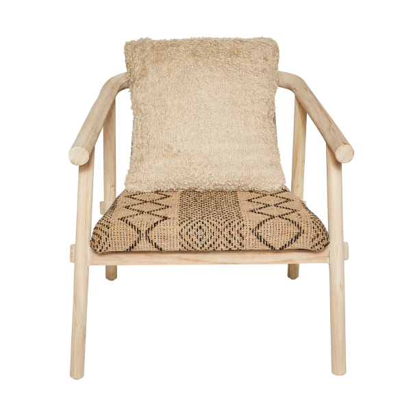 Fauteuil en teck avec assise en tissu jacquard DANAKI