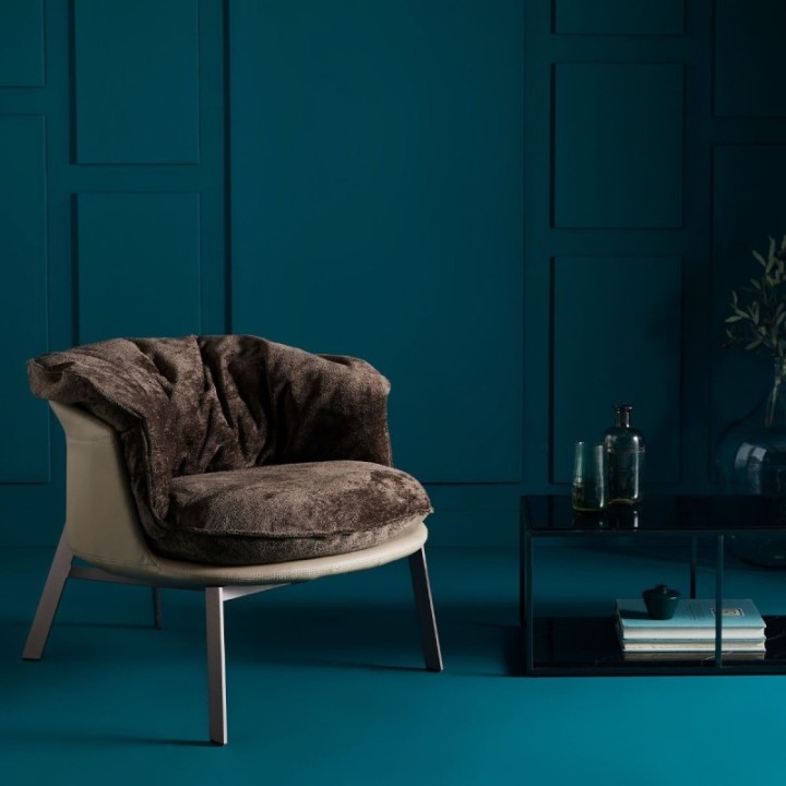 Bob beige vinyl armchair with removable brown seat