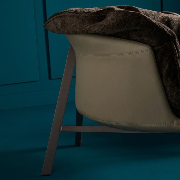 Bob beige vinyl armchair with removable brown seat