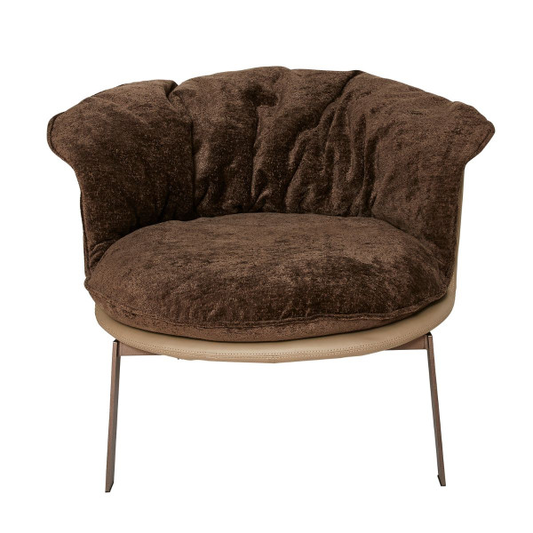 Fauteuil en vinyle beige avec assise amovible marron BOB