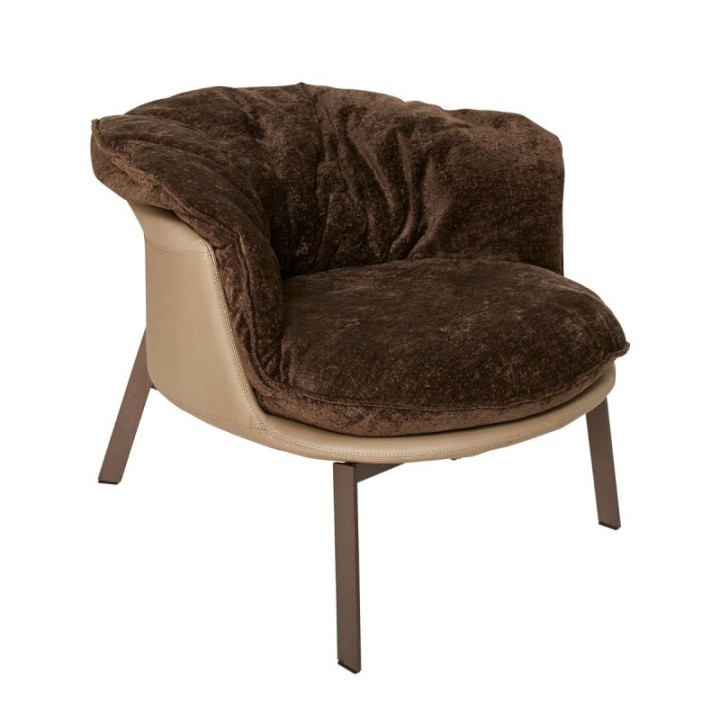 Fauteuil en vinyle beige avec assise amovible marron BOB