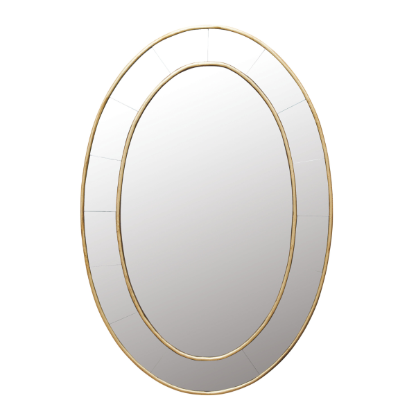 Miroir oval avec double cadre en metal doré