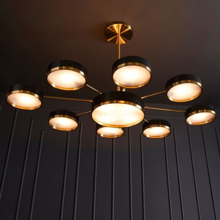Brooklyn brass and black metal chandelier