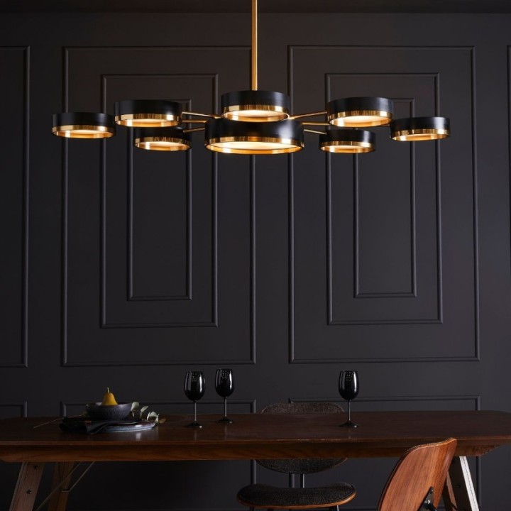 Brooklyn brass and black metal chandelier