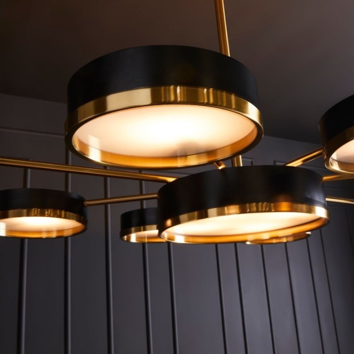 Brooklyn brass and black metal chandelier
