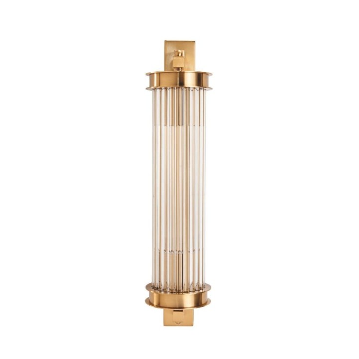 Gold brass finish metal wall light with glass tube
