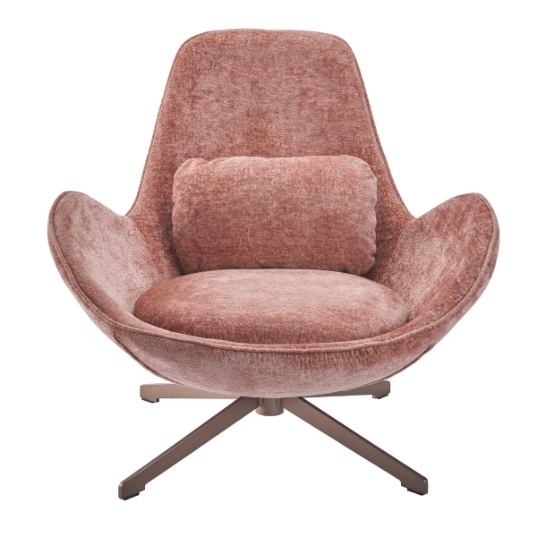 Fauteuil pivotant en tissu chenille rose QUEEN