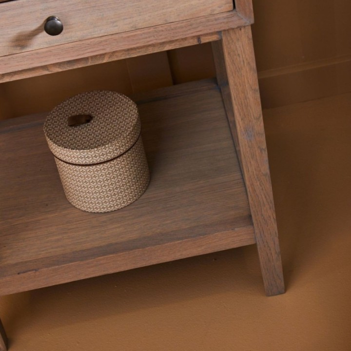 John wooden 1-drawer bedside table with aged handle