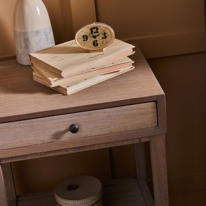 John wooden 1-drawer bedside table with aged handle