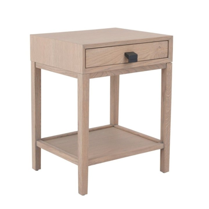 John wooden 1-drawer bedside table with aged handle