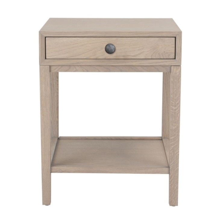 John wooden 1-drawer bedside table with aged handle