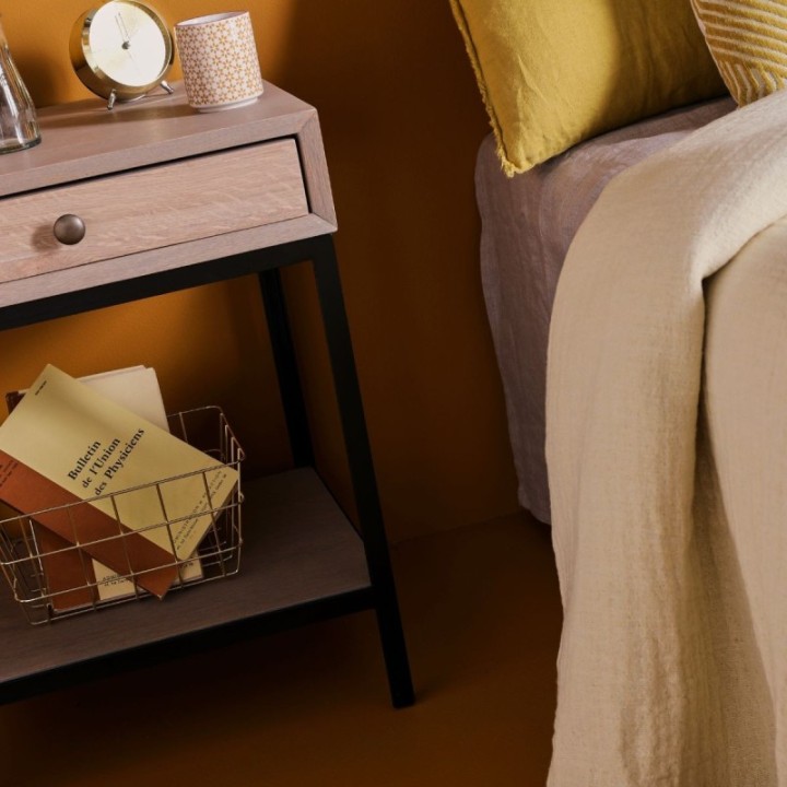 Gilles wooden 1-drawer bedside table