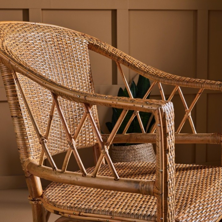 Fauteuil en rotin vintage tressé
