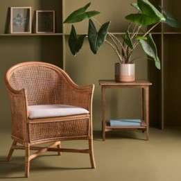 Maurice rattan armchair with fabric seat
