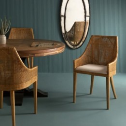 Julie rattan chair with removable fabric seat