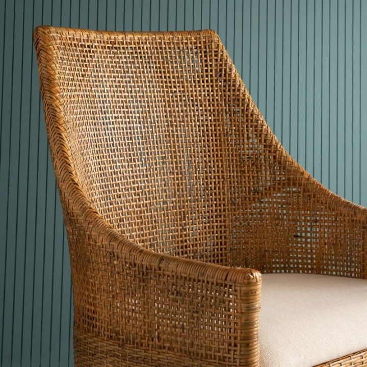 Julie rattan chair with removable fabric seat