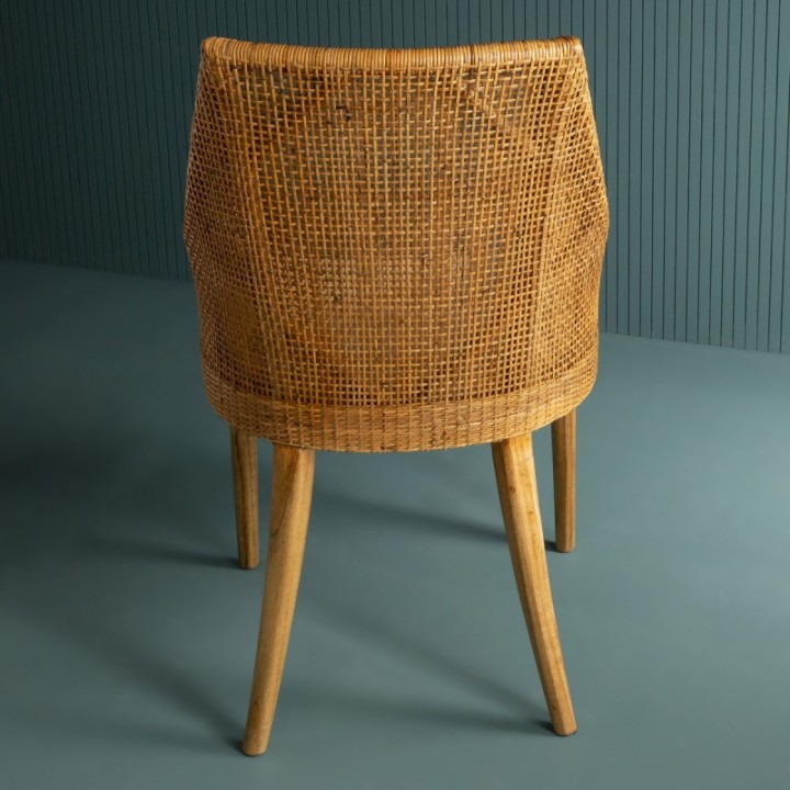 Chaise en rotin avec assise amovible en tissu JULIE