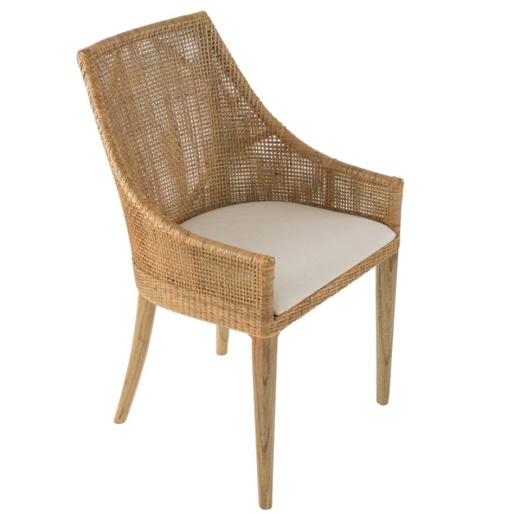 Julie rattan chair with removable fabric seat
