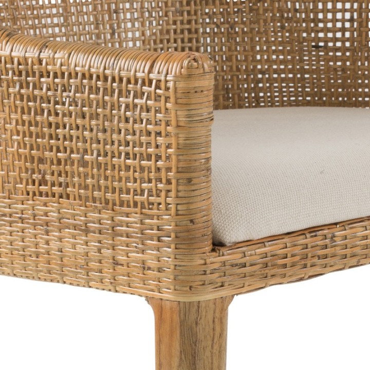 Chaise en rotin avec assise amovible en tissu JULIE