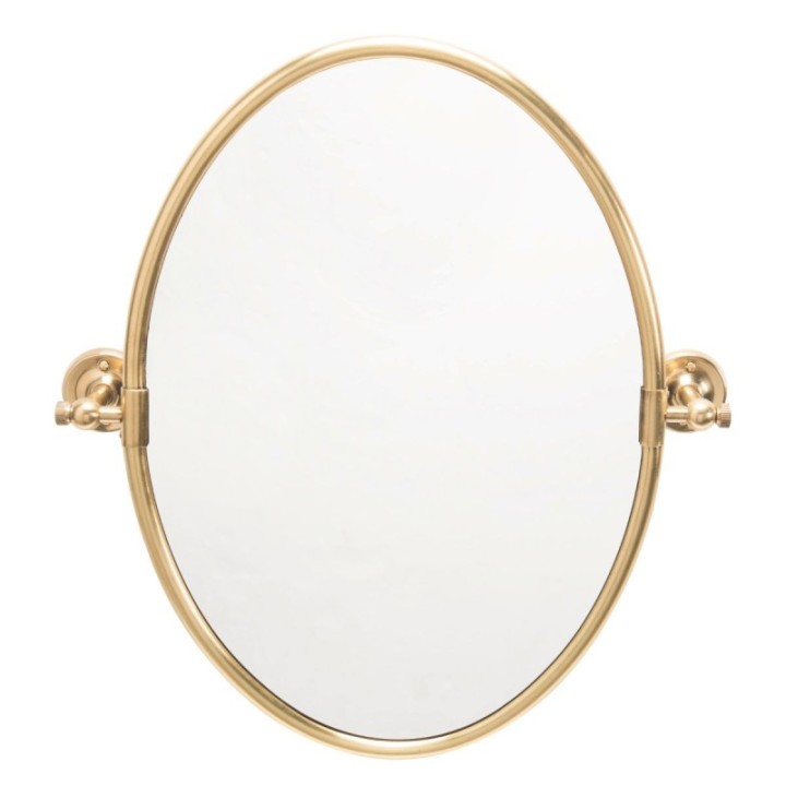 Brass swivel oval mirror