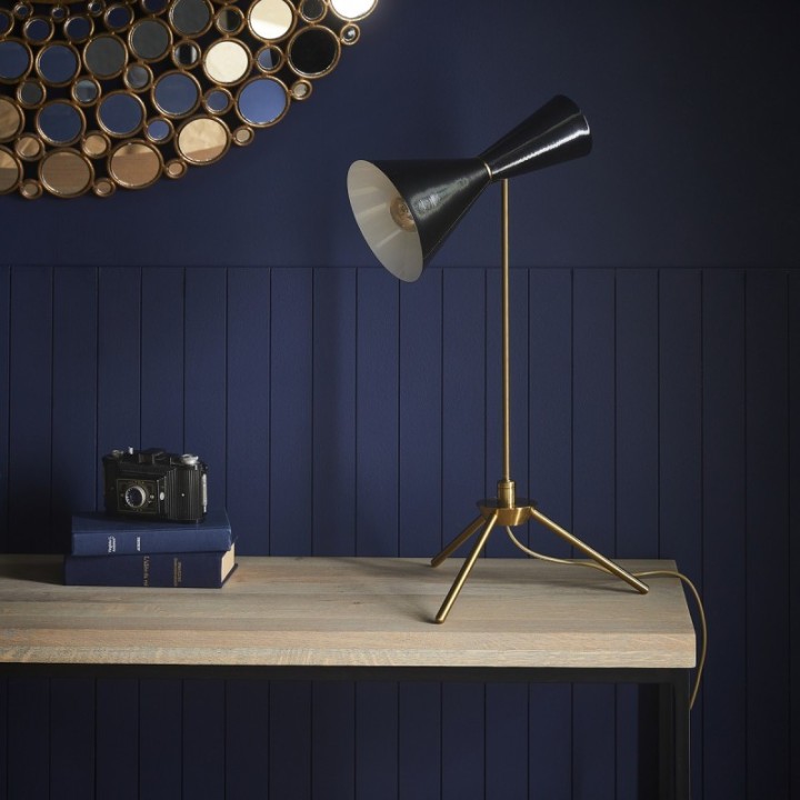 Lampe en métal finition noir et laiton FRANÇOIS
