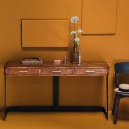 Scarlett metal and dark oak console table