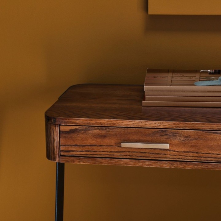 Scarlett metal and dark oak console table