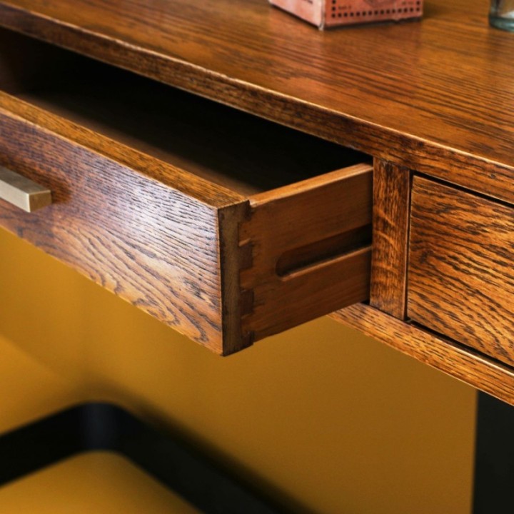 Console en chêne brûlé et métal, collection Scarlette