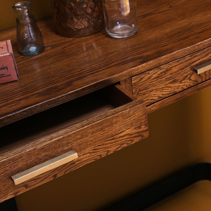 Scarlett metal and dark oak console table