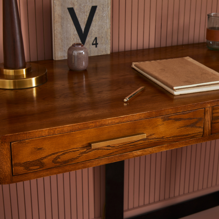 Scarlett metal and dark oak desk