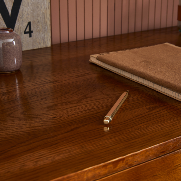 Scarlett metal and dark oak desk