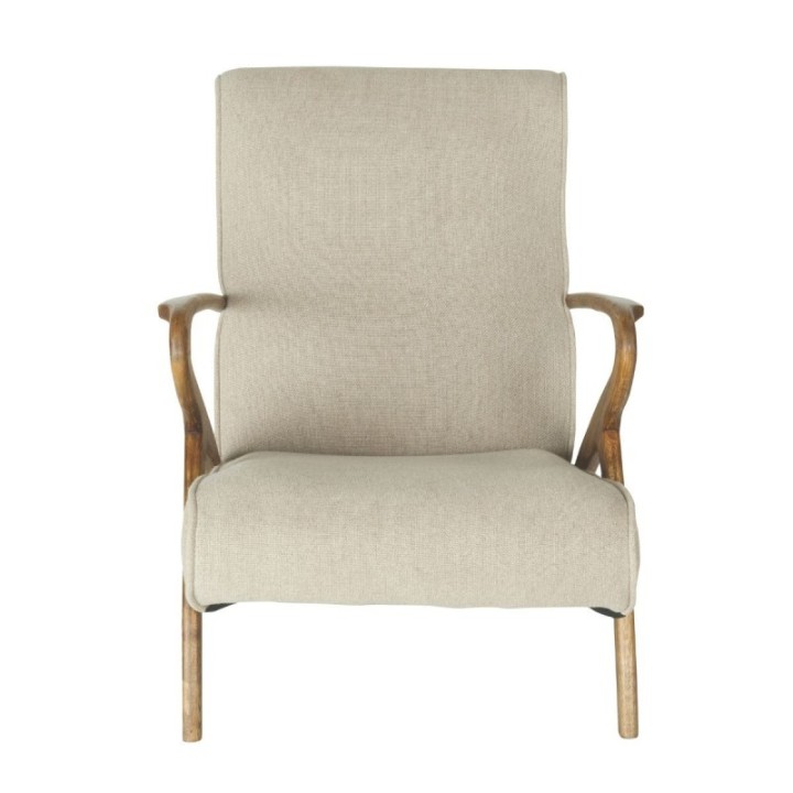 Jean armchair in solid oak and linen fabric