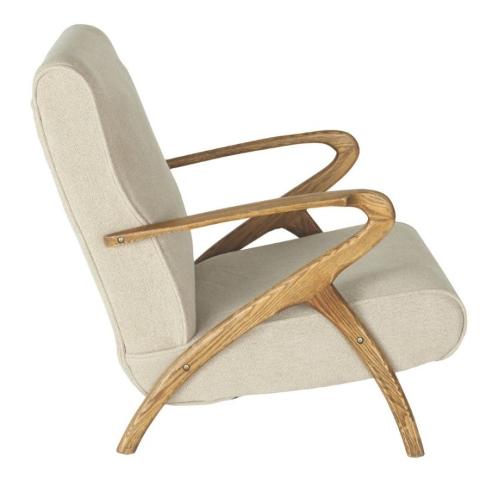 Jean armchair in solid oak and linen fabric