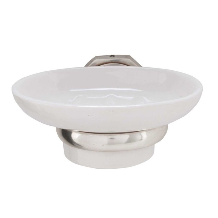 OCTO wall-mounted soap dish with brass base and ceramic dish