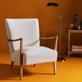Jacques armchair in solid oak and linen fabric