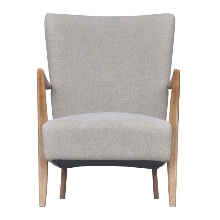 Jacques armchair in solid oak and linen fabric