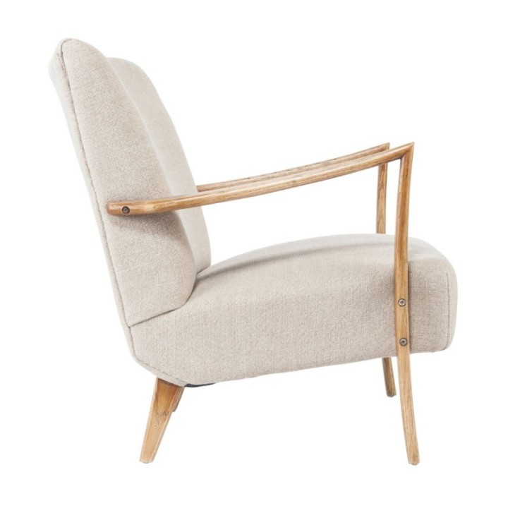 Jacques armchair in solid oak and linen fabric