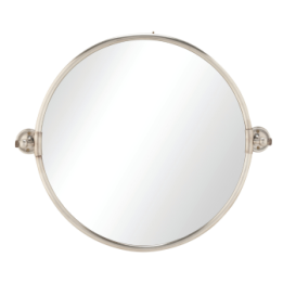 Pivoting wall mirror in aged silver-finish brass