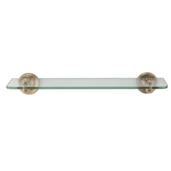 Wall shelf with glass top and brass