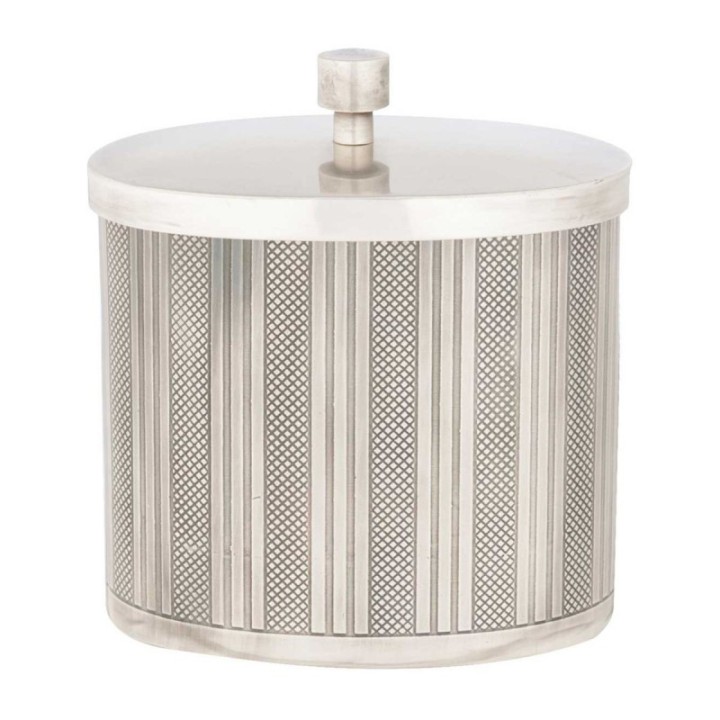 Durand cotton pad box in aged silver-finish metal