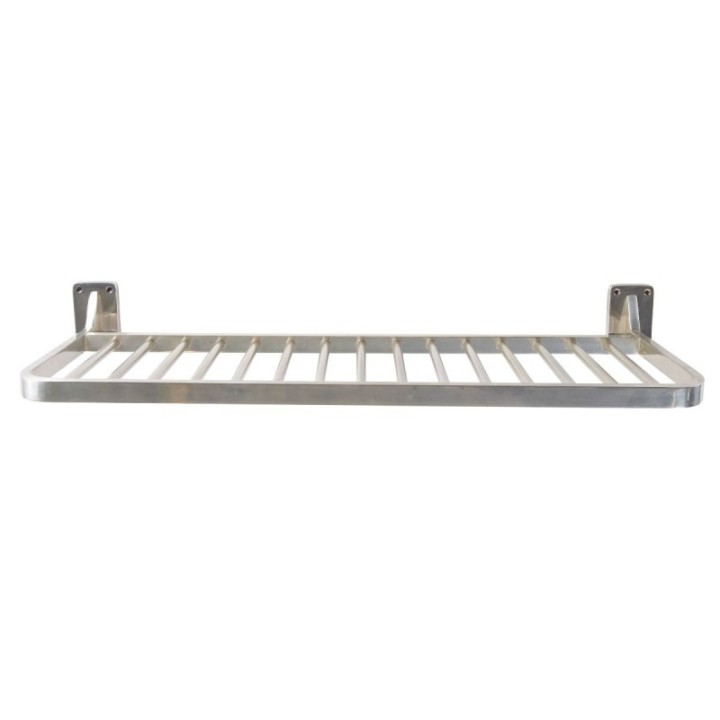 Wall-mounted luggage rack in aged silver-finish metal