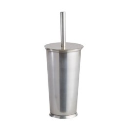 Toilet brush in aged silver-finish brass