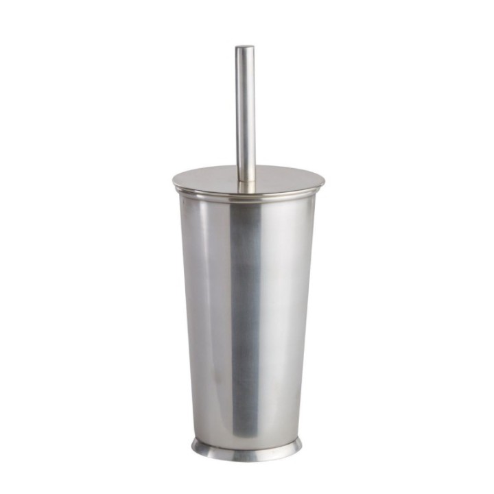 Toilet brush in aged silver-finish brass