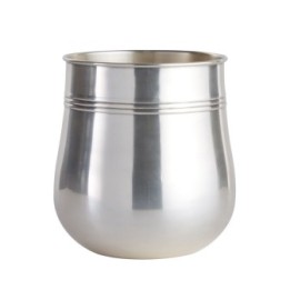 Waste basket in aged silver-finish brass