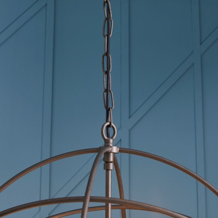 Spoutnik round grey metal chandelier Dia. 70 cm