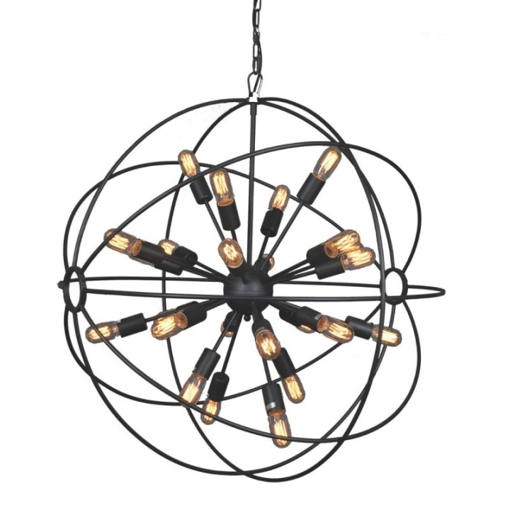 Spoutnik round grey metal chandelier Dia. 70 cm