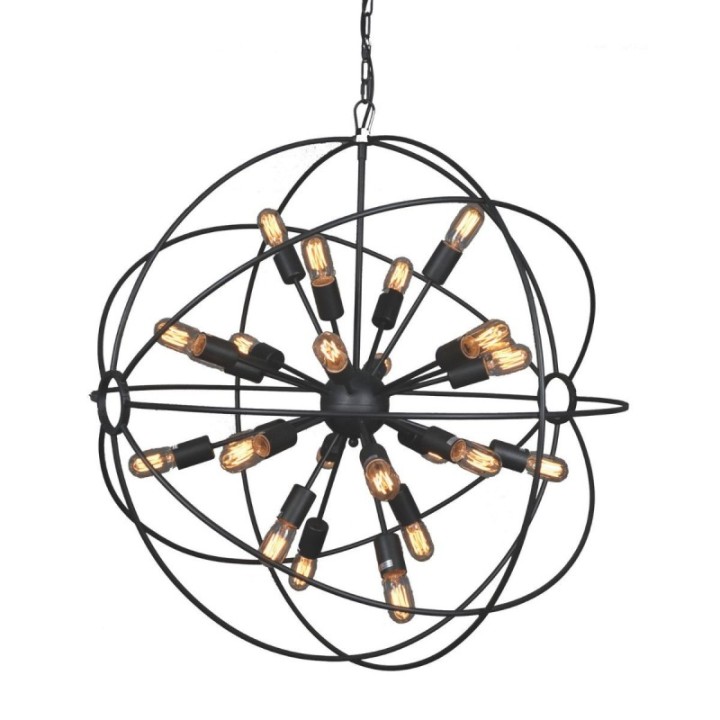 Spoutnik  round grey metal chandelier Dia. 100 cm