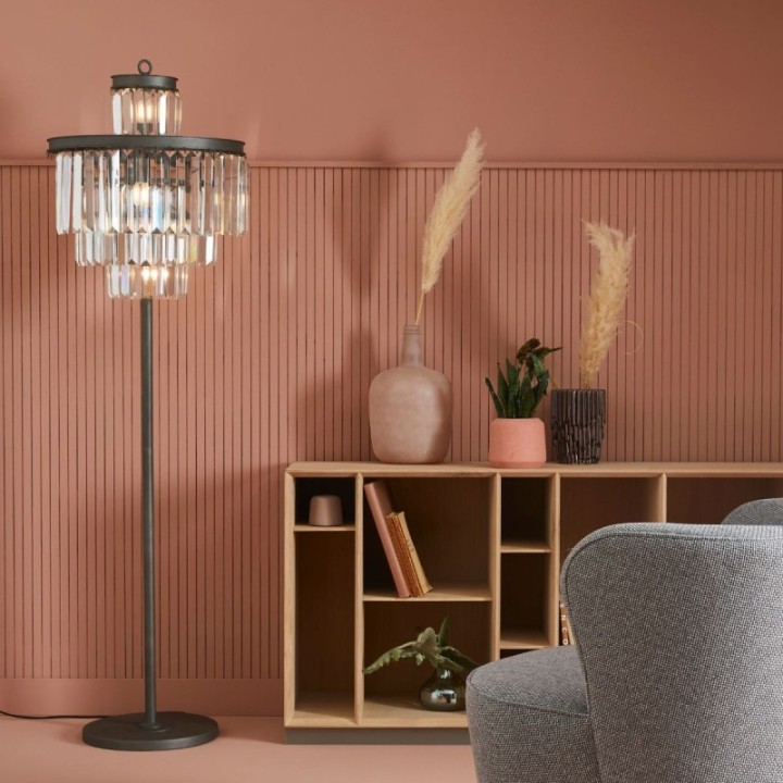 Fulgurant floor lamp in glass and grey metal