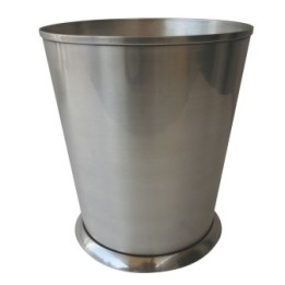 Waste basket in aged silver-finish brass